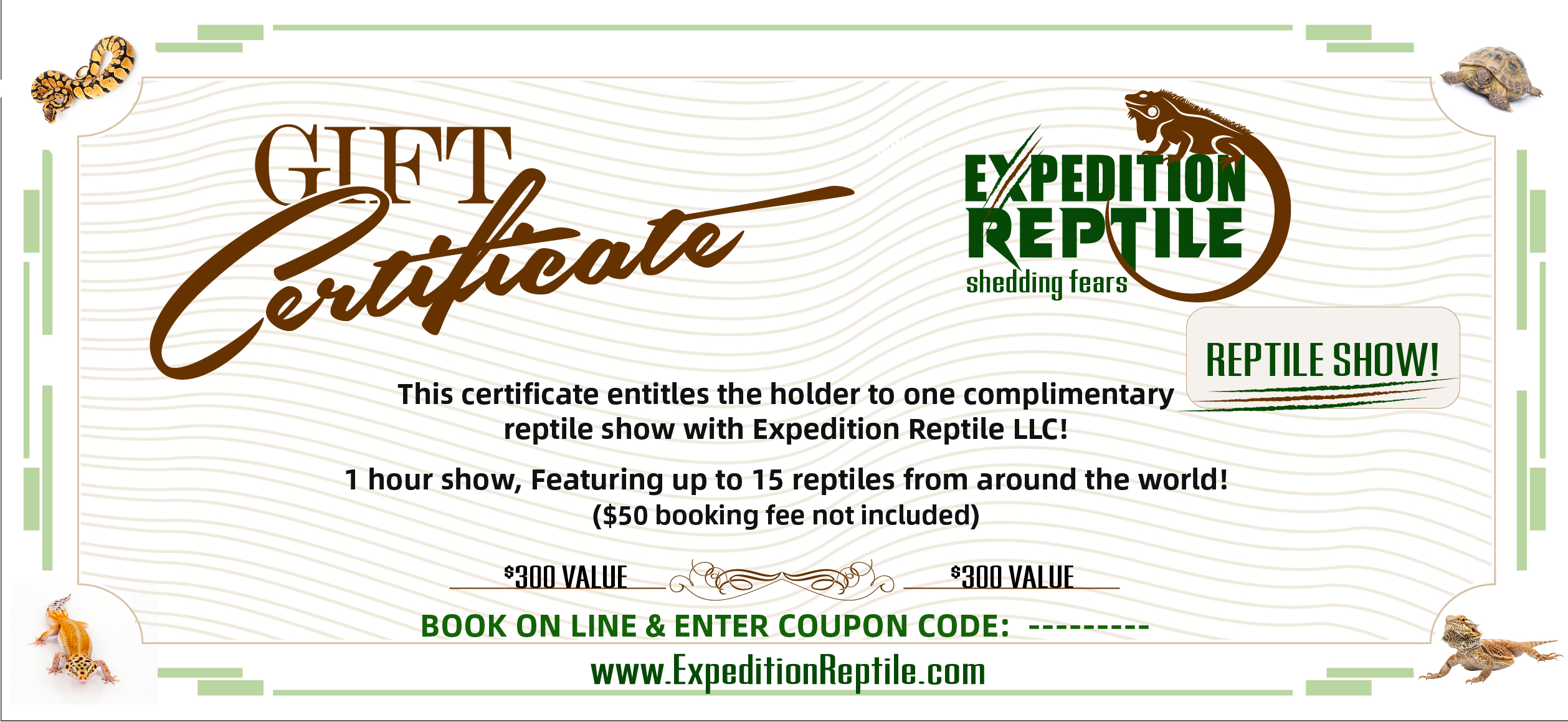 Expedition Reptile Gift Certificates