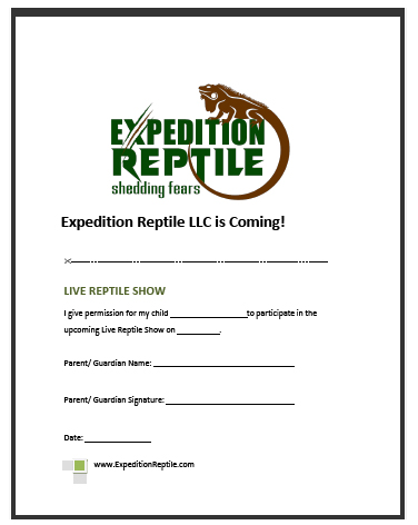 Reptile Show School Permission Slip